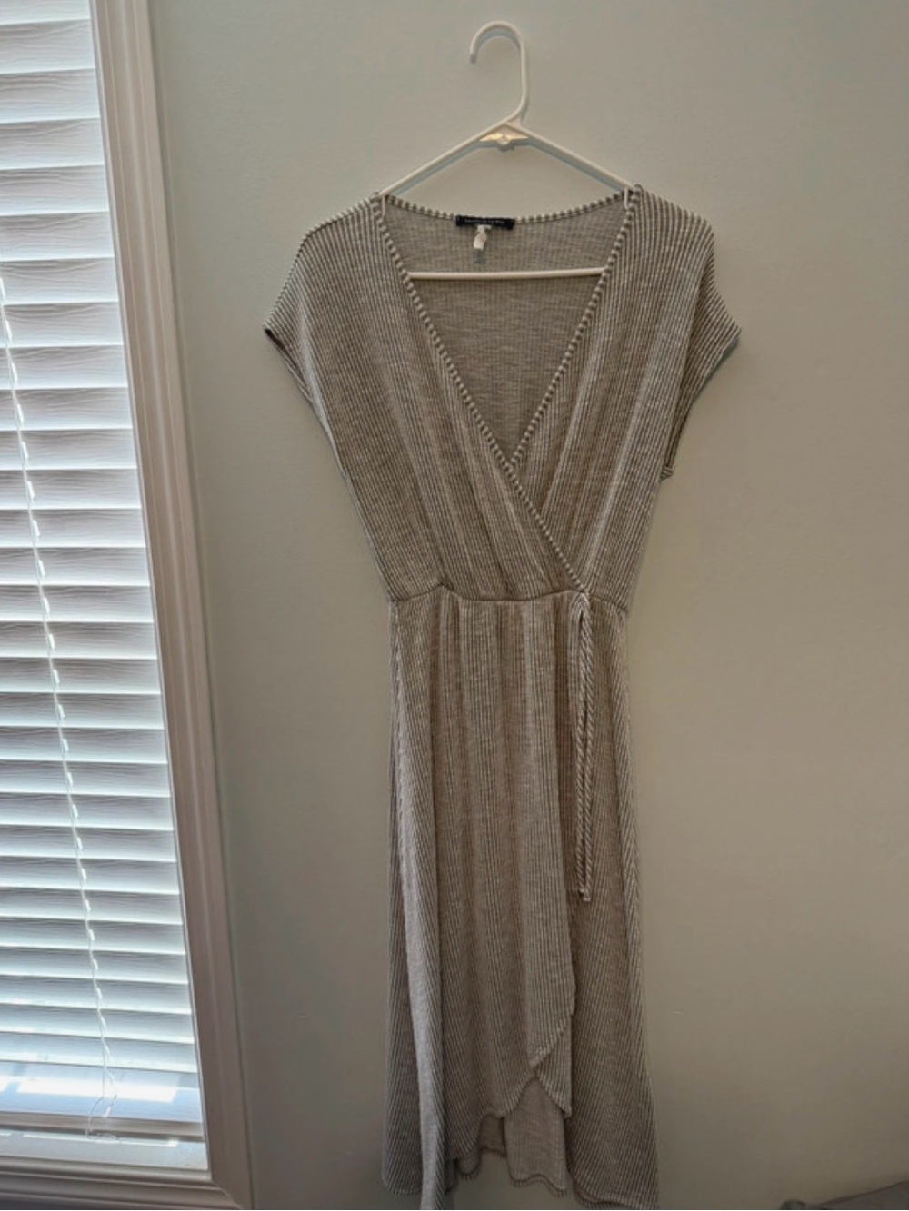 Caution To The Wind Light Gray Ribbed Midi Dress